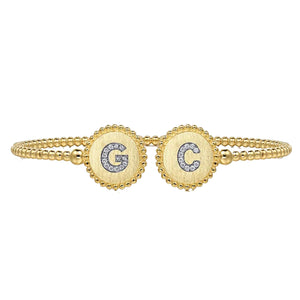 Gabriel 14K Yellow Gold Bujukan Diamond Initial Cuff Bangle Bracelet