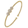 Gabriel 14K Yellow Gold Bujukan Bead Cuff Bracelet with Three Pave Diamond Stations