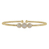 Gabriel 14K Yellow Gold Bujukan Bead Cuff Bracelet with Three Pave Diamond Stations