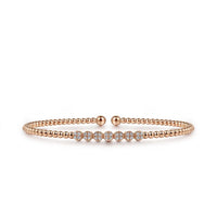 Gabriel & Co. 14K Rose Gold Bujukan Bead and Cluster Diamond Bangle