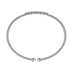 Gabriel 14K White Gold Bujukan Bead and Cluster Diamond Bangle