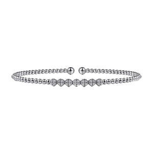 Gabriel 14K White Gold Bujukan Bead and Cluster Diamond Bangle