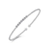 Gabriel 14K White Gold Bujukan Bead Cuff Bracelet with Cluster Diamond Stations