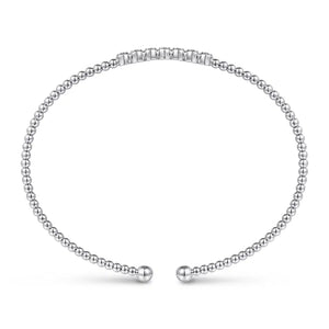 Gabriel 14K White Gold Bujukan Bead Cuff Bracelet with Cluster Diamond Stations