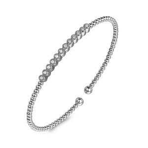 Gabriel 14K White Gold Bujukan Bead Diamond Bangle