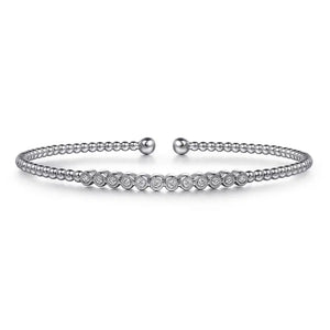 Gabriel 14K White Gold Bujukan Bead Diamond Bangle