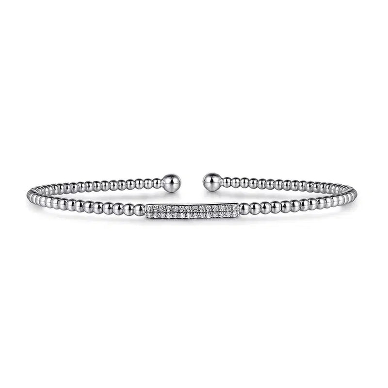 Gabriel 14K White Gold Bujukan Bead Bangle with Diamonds