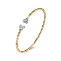 Gabriel & Co. 14K White-Yellow Gold Diamond Heart Cuff Bracelet