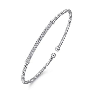 Gabriel 14K White Gold Bujukan Diamond Bar Split Bangle