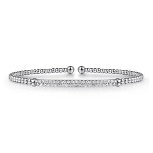 Gabriel 14K White Gold Bujukan Diamond Bar Split Bangle