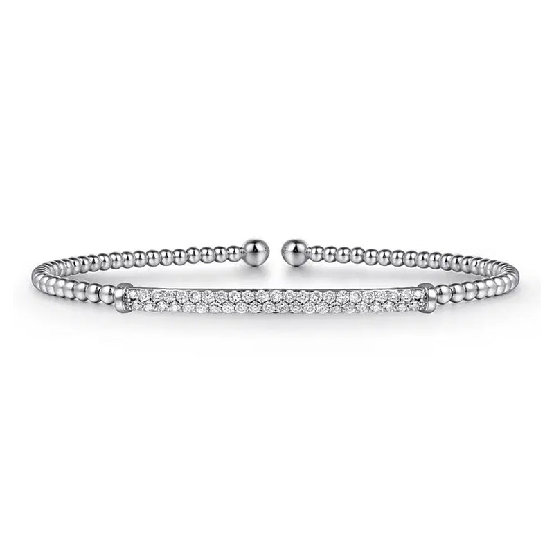 Gabriel 14K White Gold Bujukan Diamond Bar Split Bangle