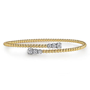 Gabriel 14K White-Yellow Gold Bujukan Graduating Diamond Bypass Bangle