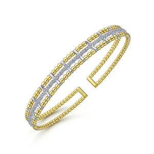 Gabriel 14K Yellow and White Gold Bujukan Diamond Cuff Bangle