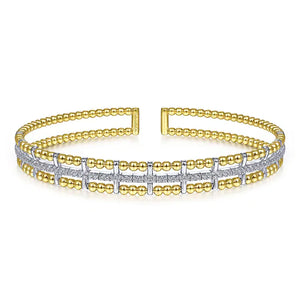 Gabriel 14K Yellow and White Gold Bujukan Diamond Cuff Bangle