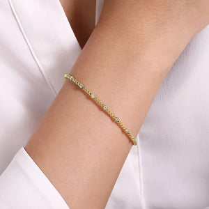 Gabriel 14K White-Yellow Gold Bujukan Diamond Stations Cuff Bangle