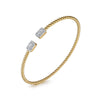 Gabriel & Co. 14K Yellow Gold Bujukan Open Cuff Bracelet with Diamond Baguettes