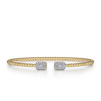 Gabriel & Co. 14K Yellow Gold Cuff Bracelet with Baguette Diamonds