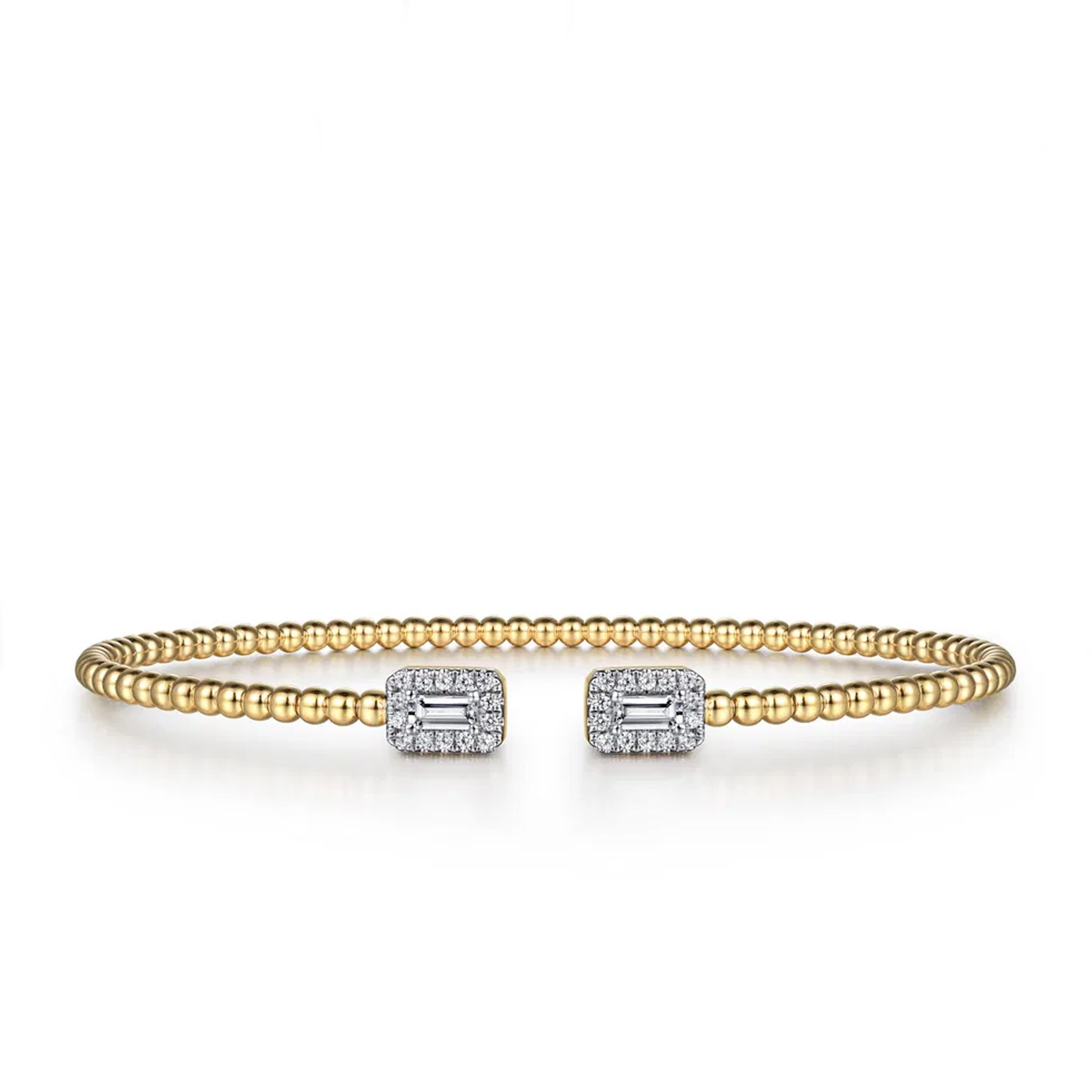 Gabriel & Co. 14K Yellow Gold Cuff Bracelet with Baguette Diamonds