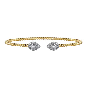 Gabriel 14K White and Yellow Gold Diamond Pear Shape Bujukan Bangle