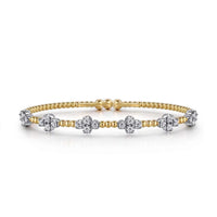 Gabriel & Co. 14K Yellow and White Gold Diamond Bangle with Closure