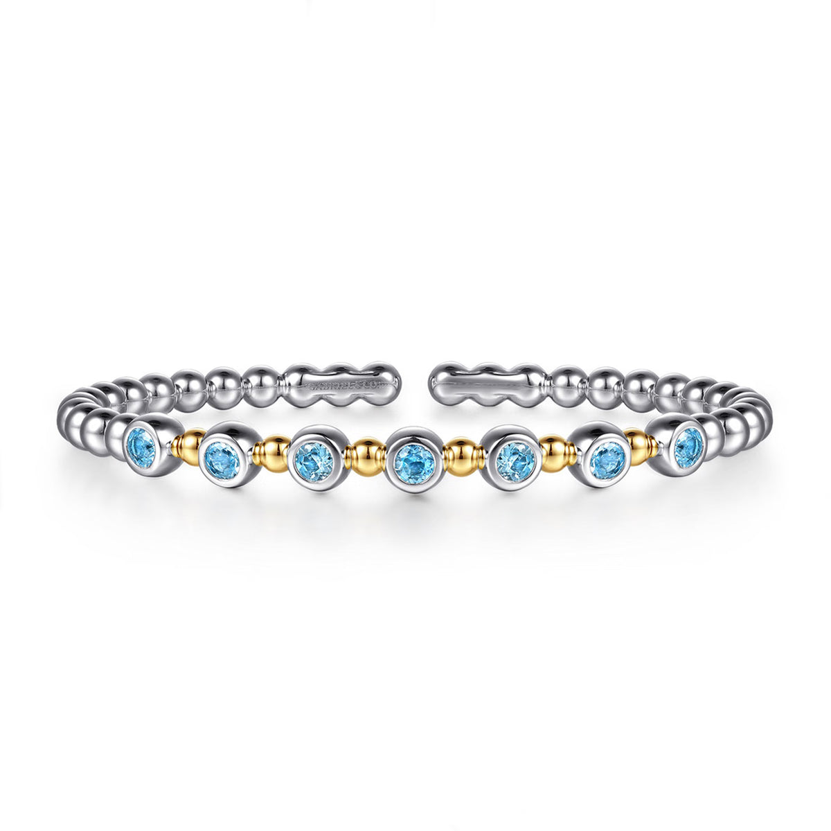 Gabriel & Co. 14K Yellow Gold Sterling Silver Blue Topaz Cuff Bracelet