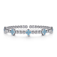 Gabriel & Co. Sterling Silver Blue Topaz Clover Cuff Bracelet