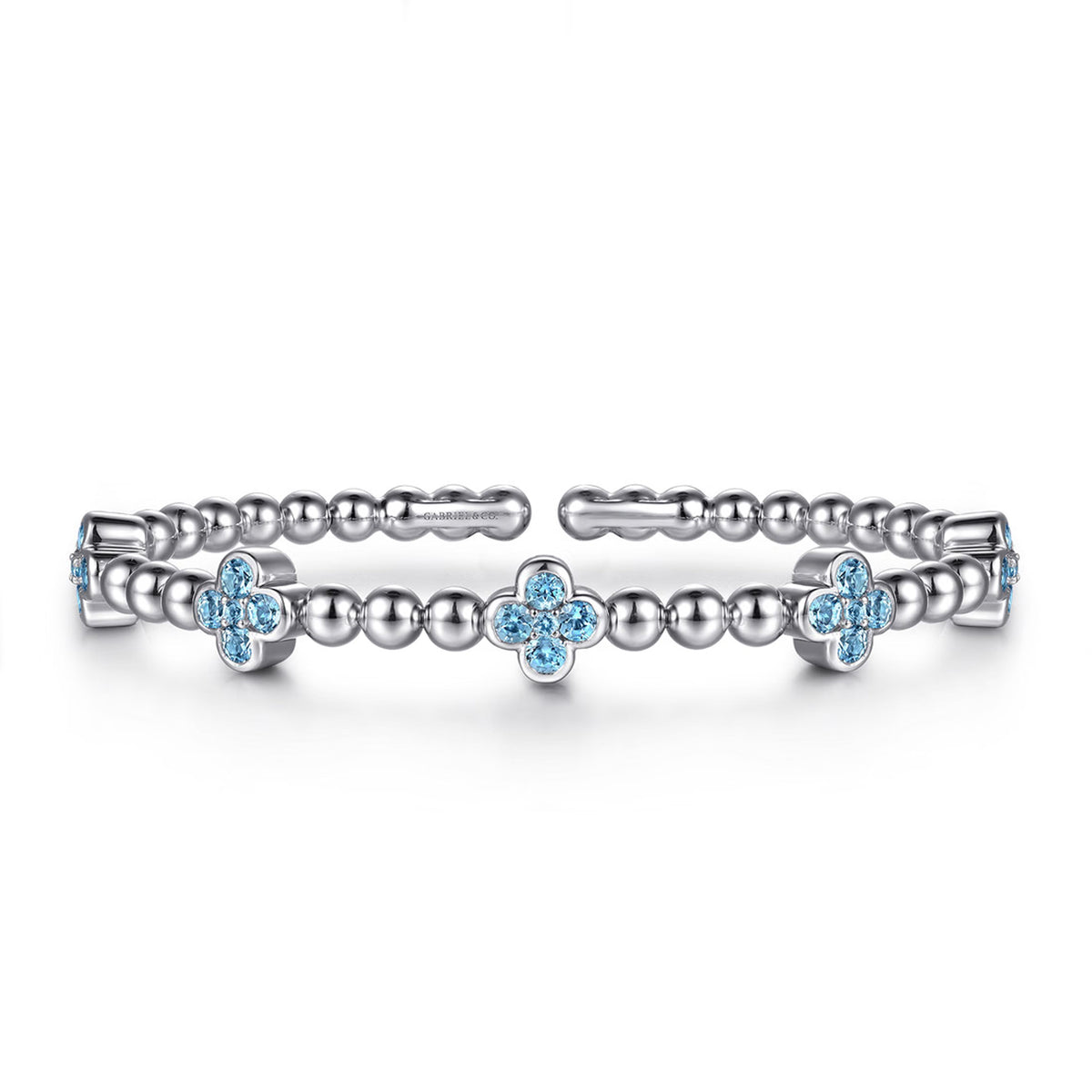 Gabriel & Co. Sterling Silver Blue Topaz Clover Cuff Bracelet