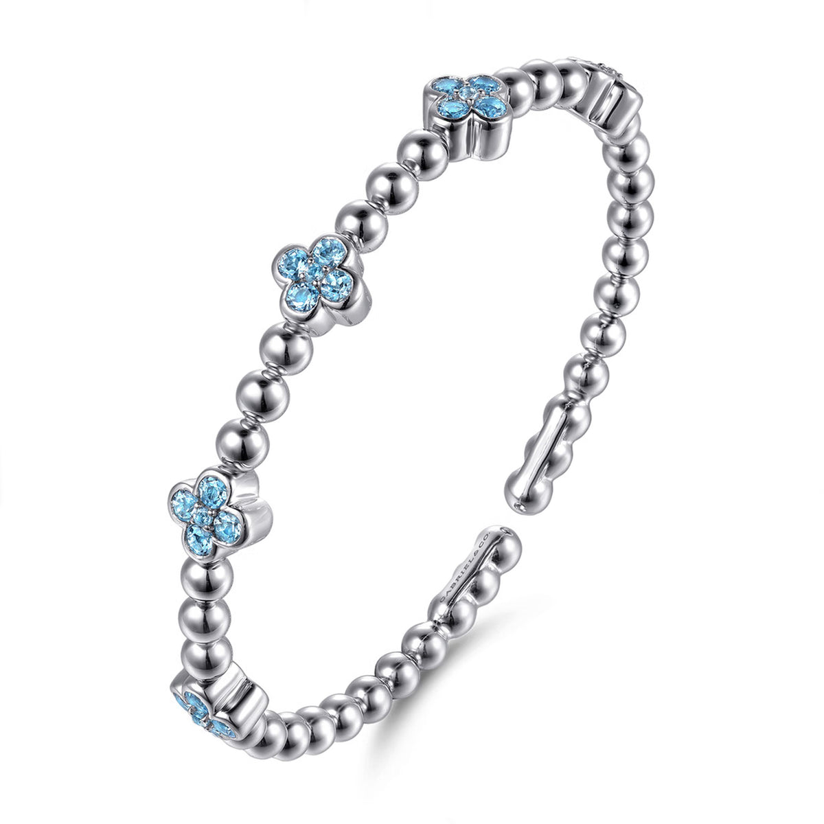 Gabriel & Co. Sterling Silver Blue Topaz Clover Cuff Bracelet