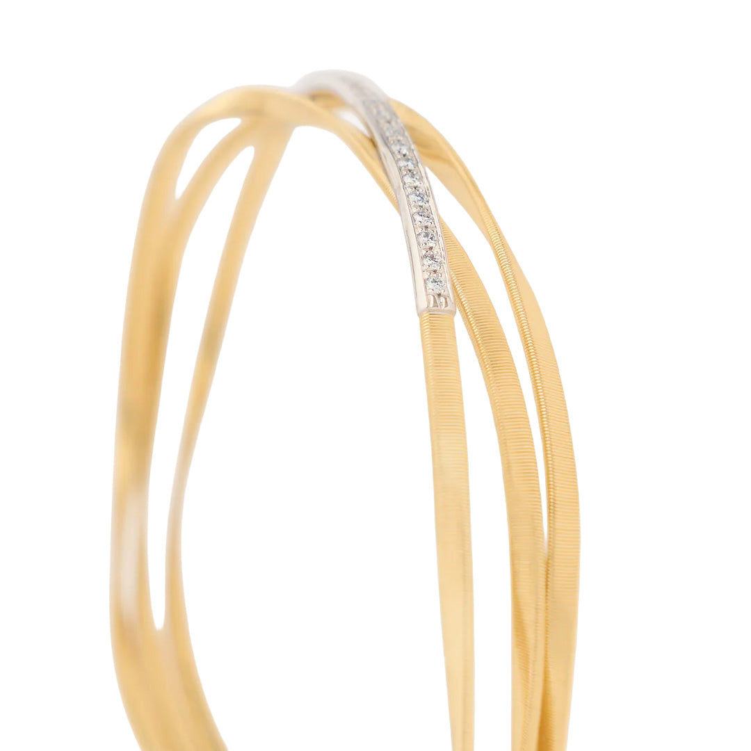 Marco Bicego 18K Yellow Gold Marrakech 3-Strand Coil Diamond Bracelet - NAGI