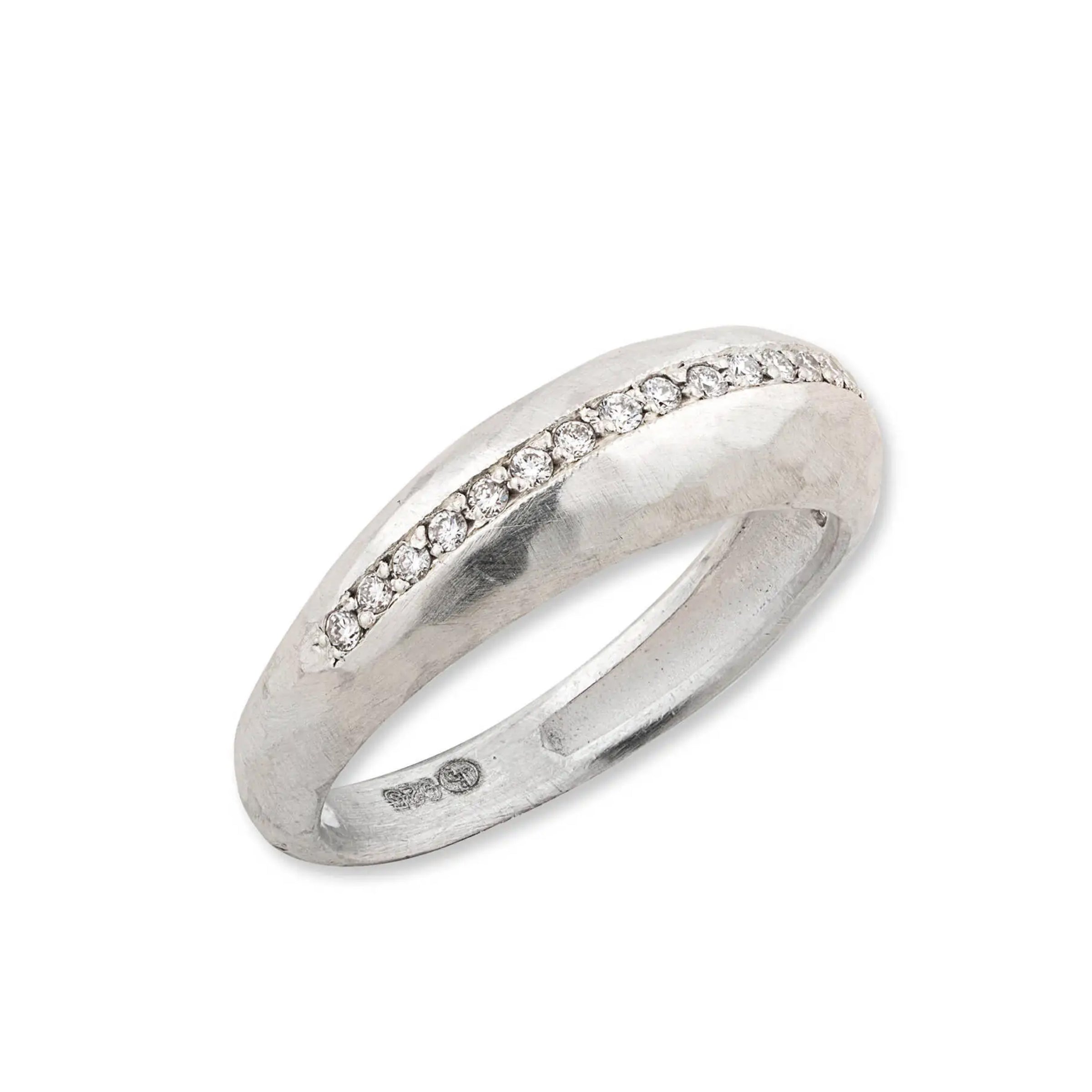 Lika Behar Sterling Silver Hammered Diamond Ring