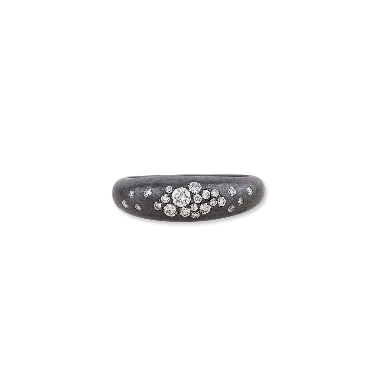 Lika Behar Boogie Line Oxidized Silver Ring with Diamonds BL-R-204-SILOXD - NAGI