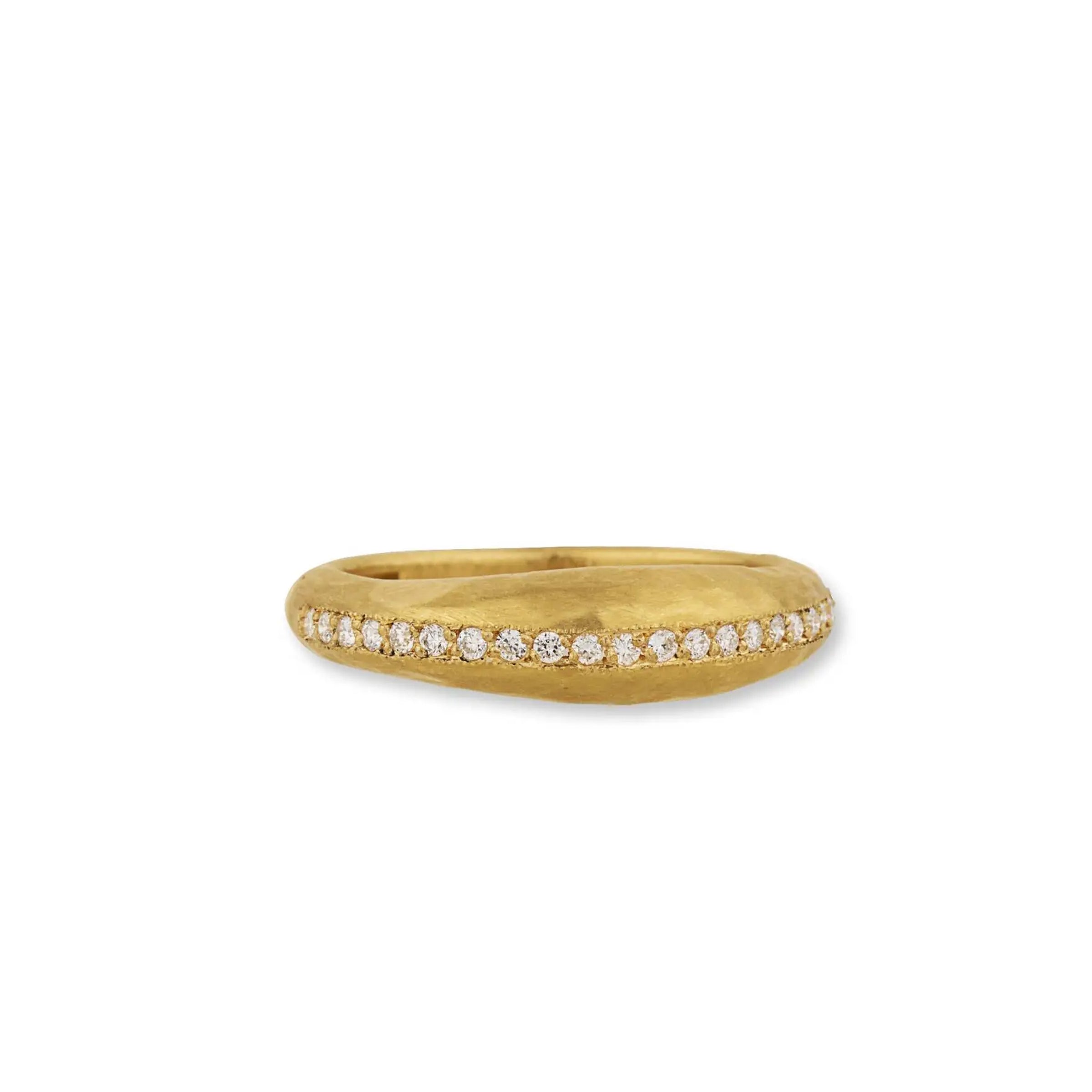 Lika Behar 22K Gold Hammered Diamond Ring