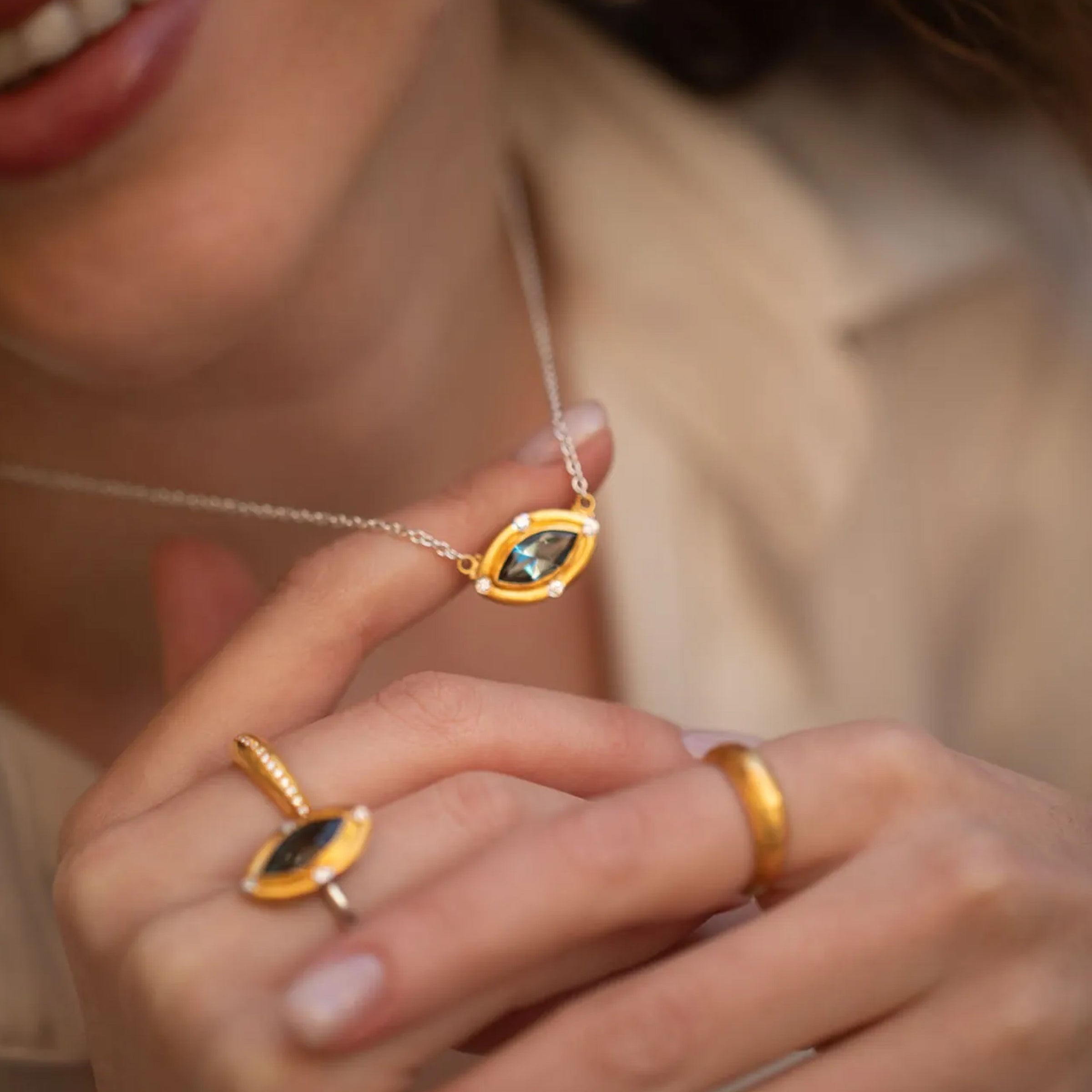 Lika Behar 22K Gold Hammered Diamond Ring