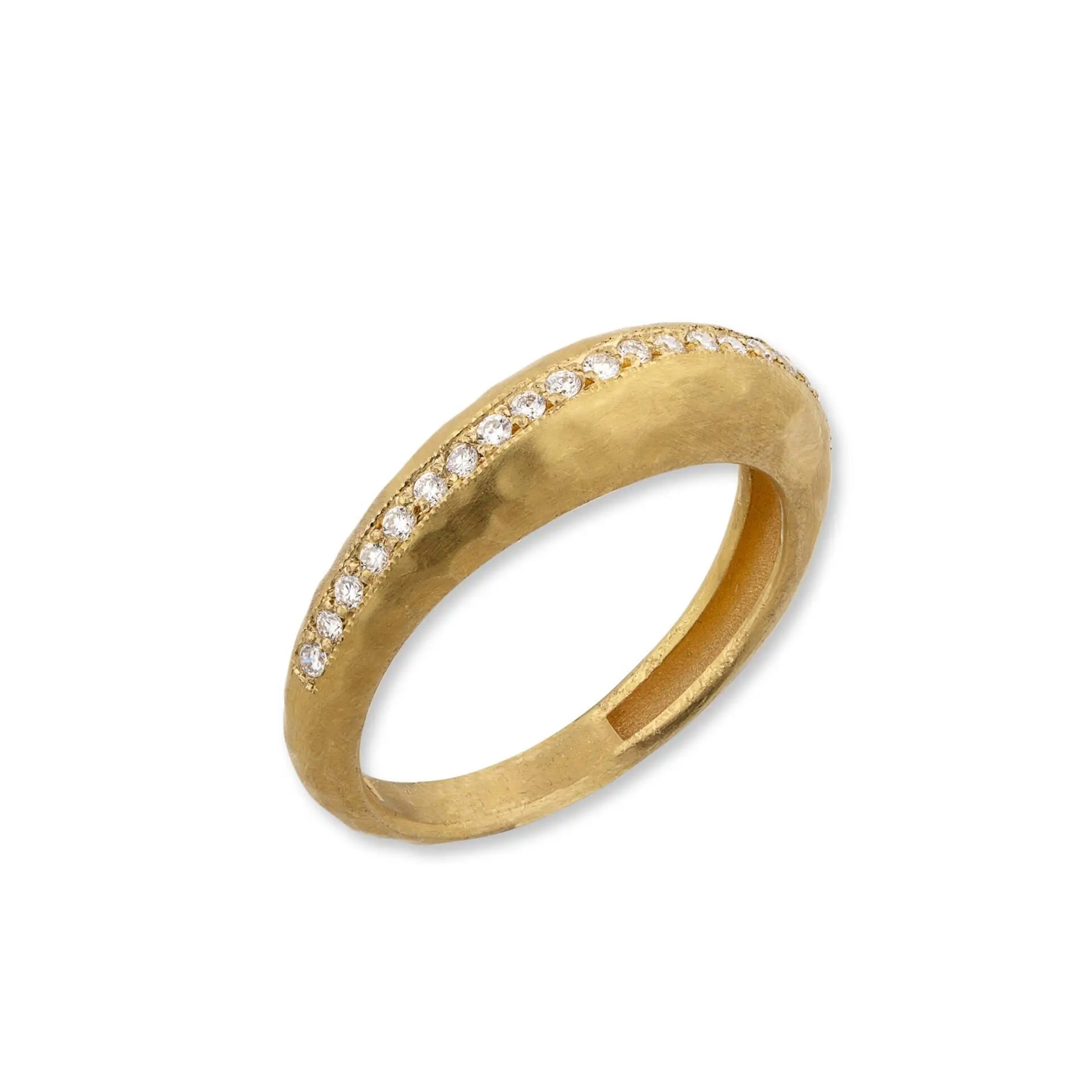Lika Behar 22K Gold Hammered Diamond Ring