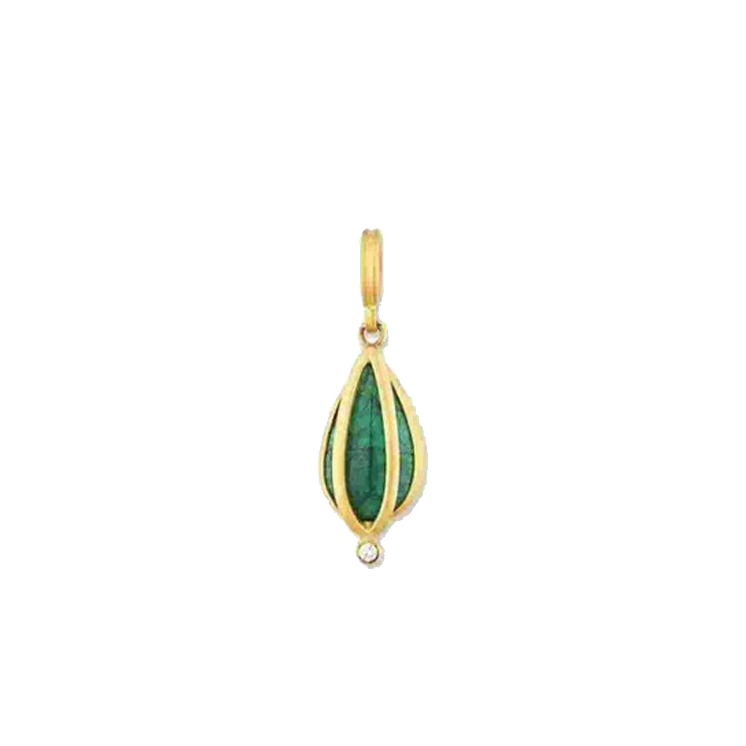 Lika Behar 22K Yellow Gold Byzantine Cabochon Emerald Pendant