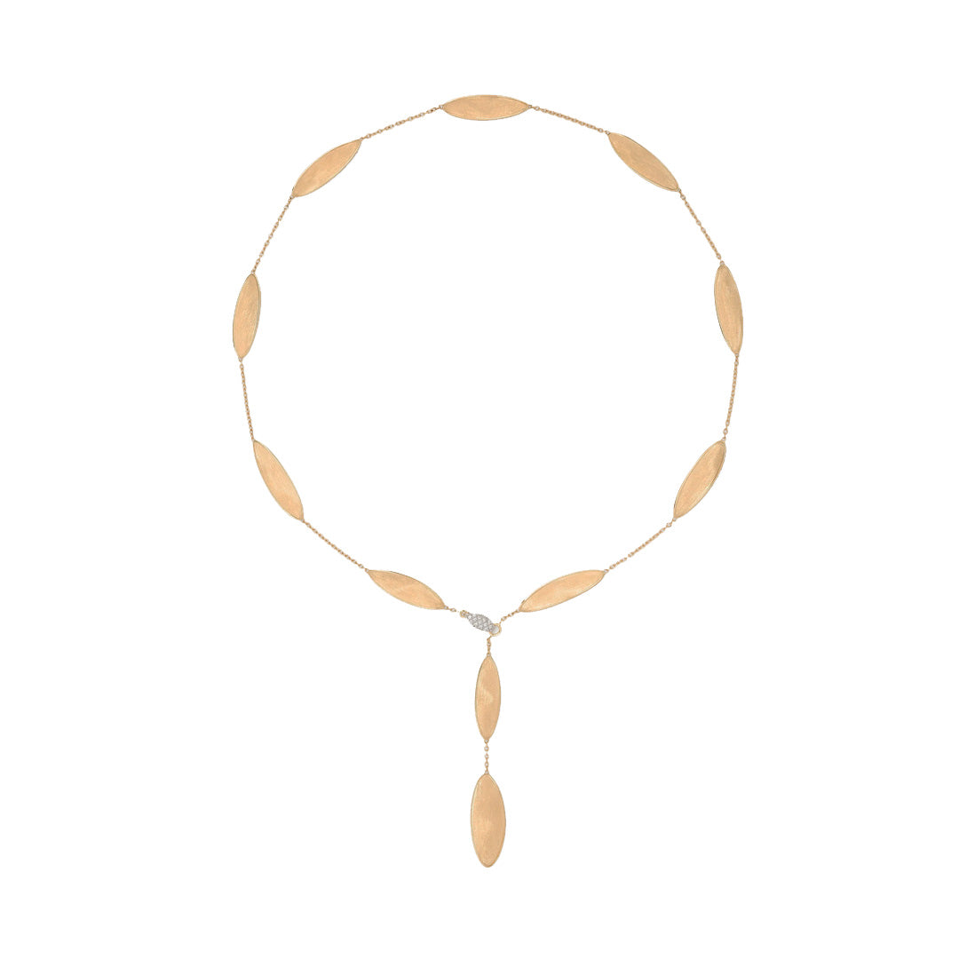 Marco Bicego 18K Yellow Gold Lunaria Lariat with Diamond Pave Clasp Necklace