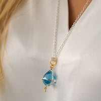 Lika Behar Caged Cabochon Blue Topaz Pendant CG-N-702-GSILDBT