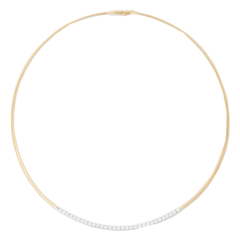 Marco Bicego 18K Yellow Gold Single Strand Coil Collar with Diamond Bar