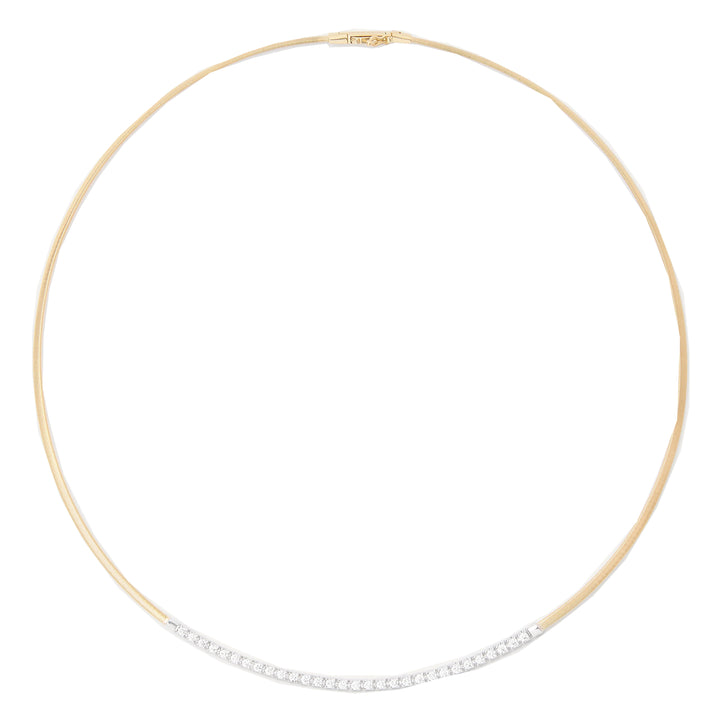 Marco Bicego 18K Yellow Gold Single Strand Coil Collar With Diamond Bar
