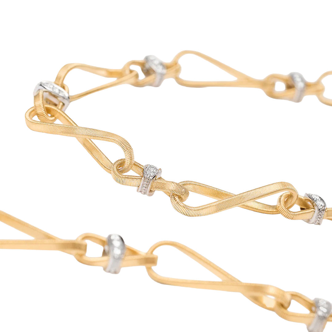 Marco Bicego 18K Yellow Gold Twisted Coil Long Link Diamond Necklace