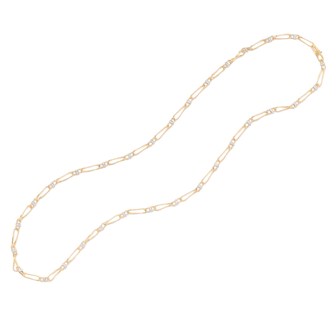 Marco Bicego 18K Yellow Gold Twisted Coil Long Link Diamond Necklace