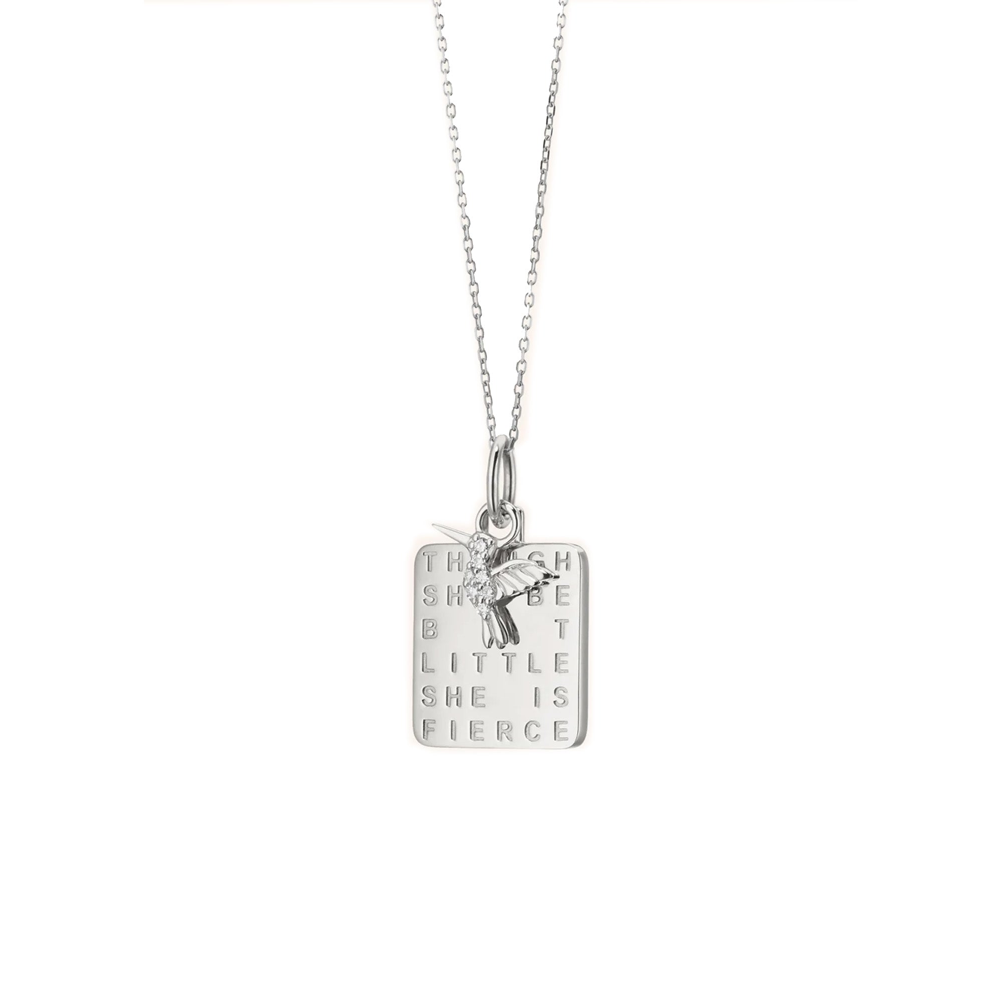 "She is Fierce" Sterling Silver Necklace with Sapphire - NAGI
