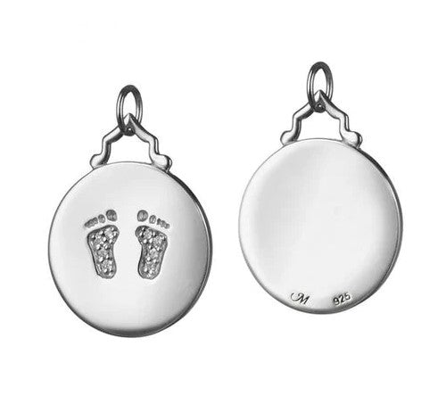 Sterling Silver 3/4 White Sapphire Baby Feet Footprints Charm - NAGI