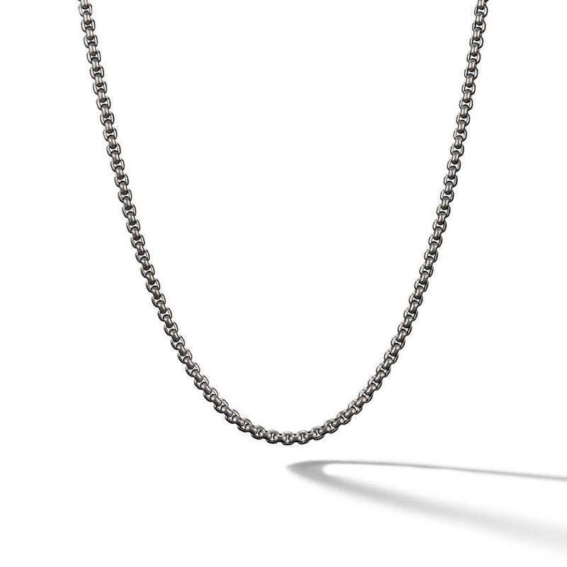 DY Box Chain Necklace in Grey Titanium, 2.7mm