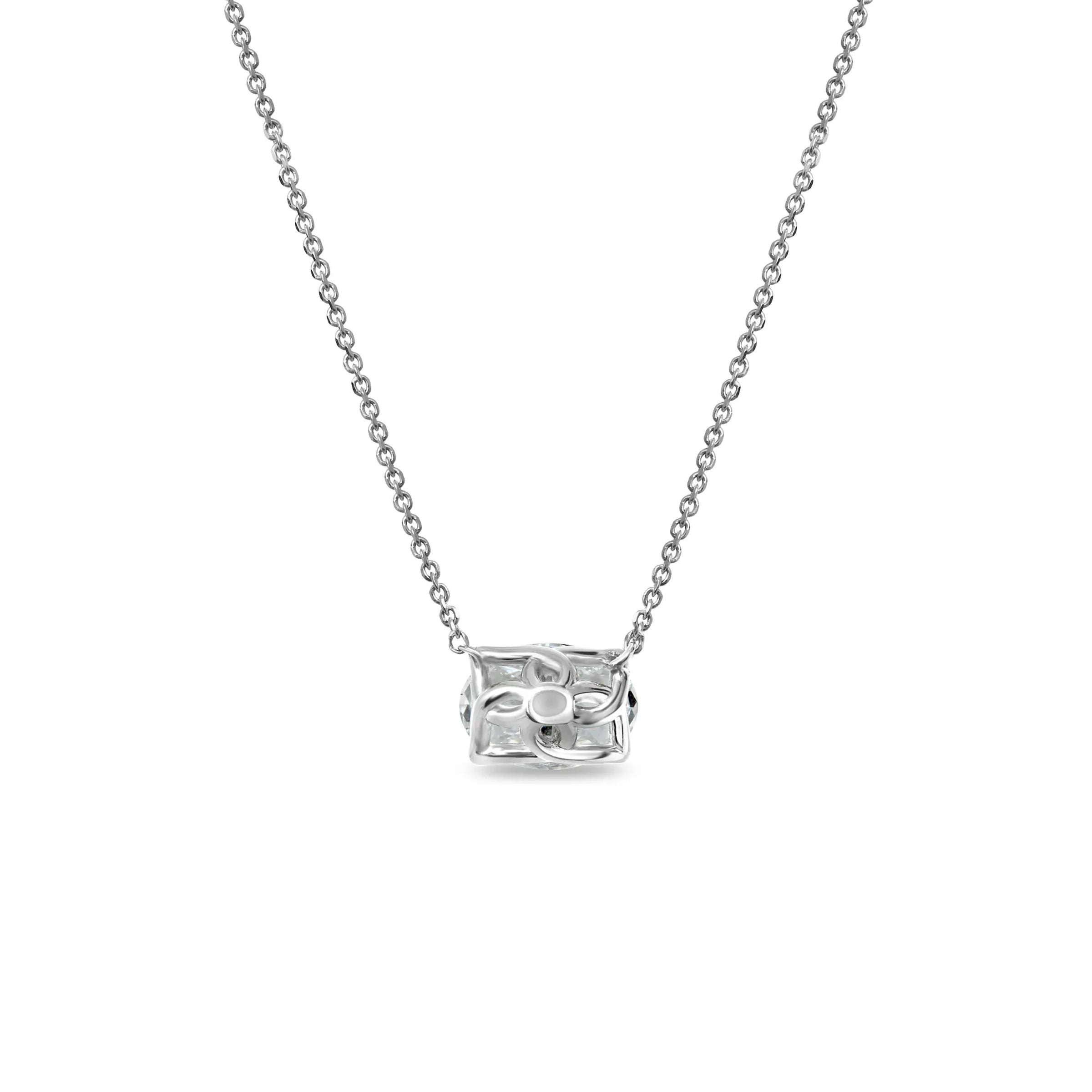 18K White Gold Lab-Grown Oval Cut Diamond Necklace