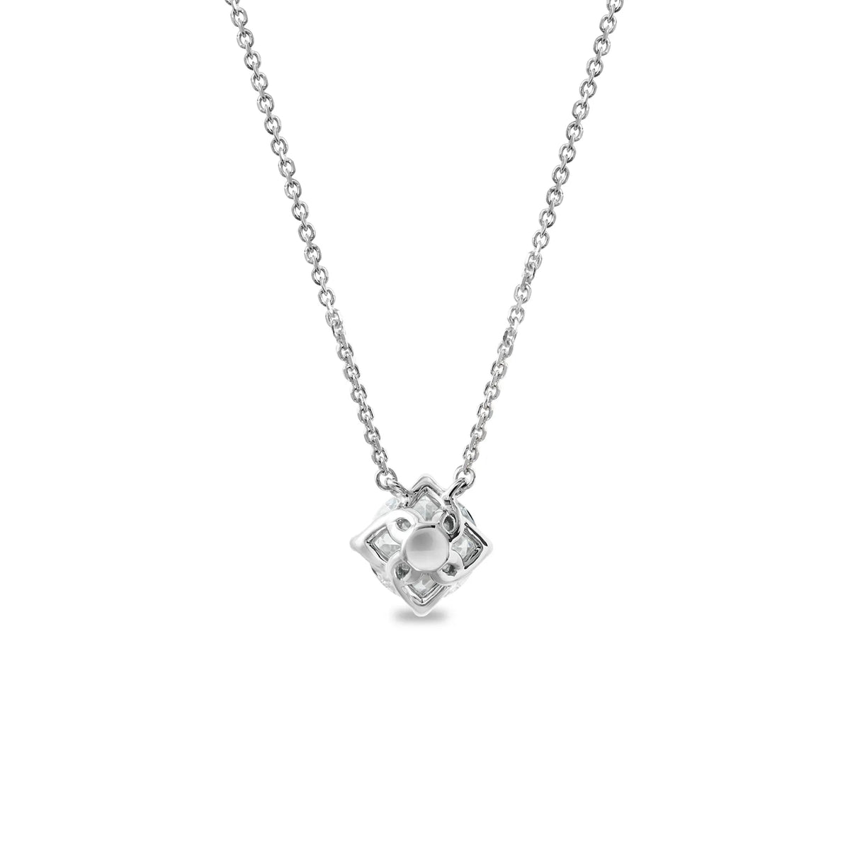 18K White Gold Lab-Grown Round Diamond Necklace