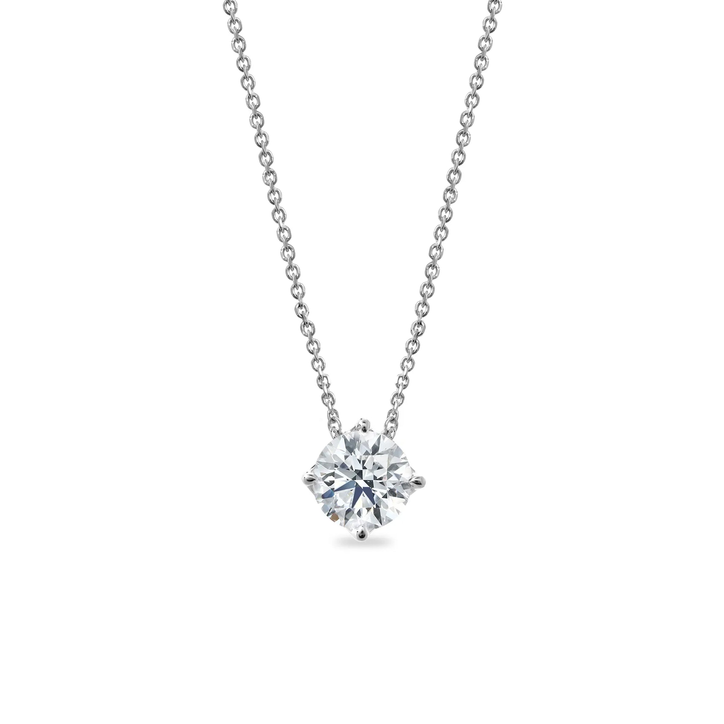 18K White Gold Lab-Grown Round Diamond Necklace