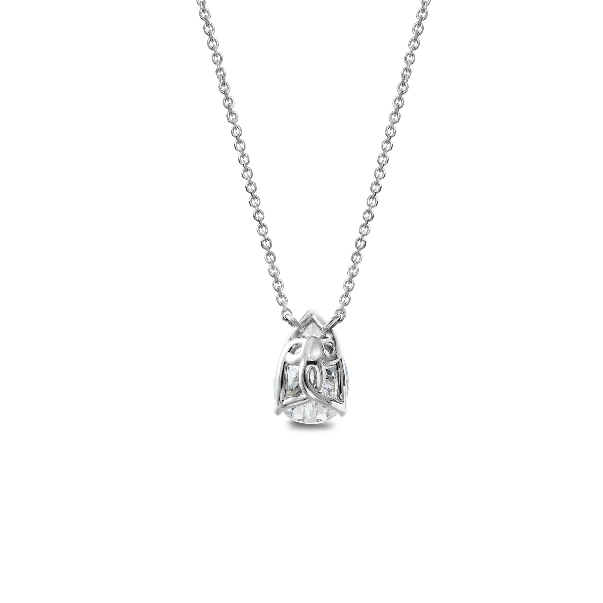 18K White Gold Lab Grown Pear shaped Diamond Necklace