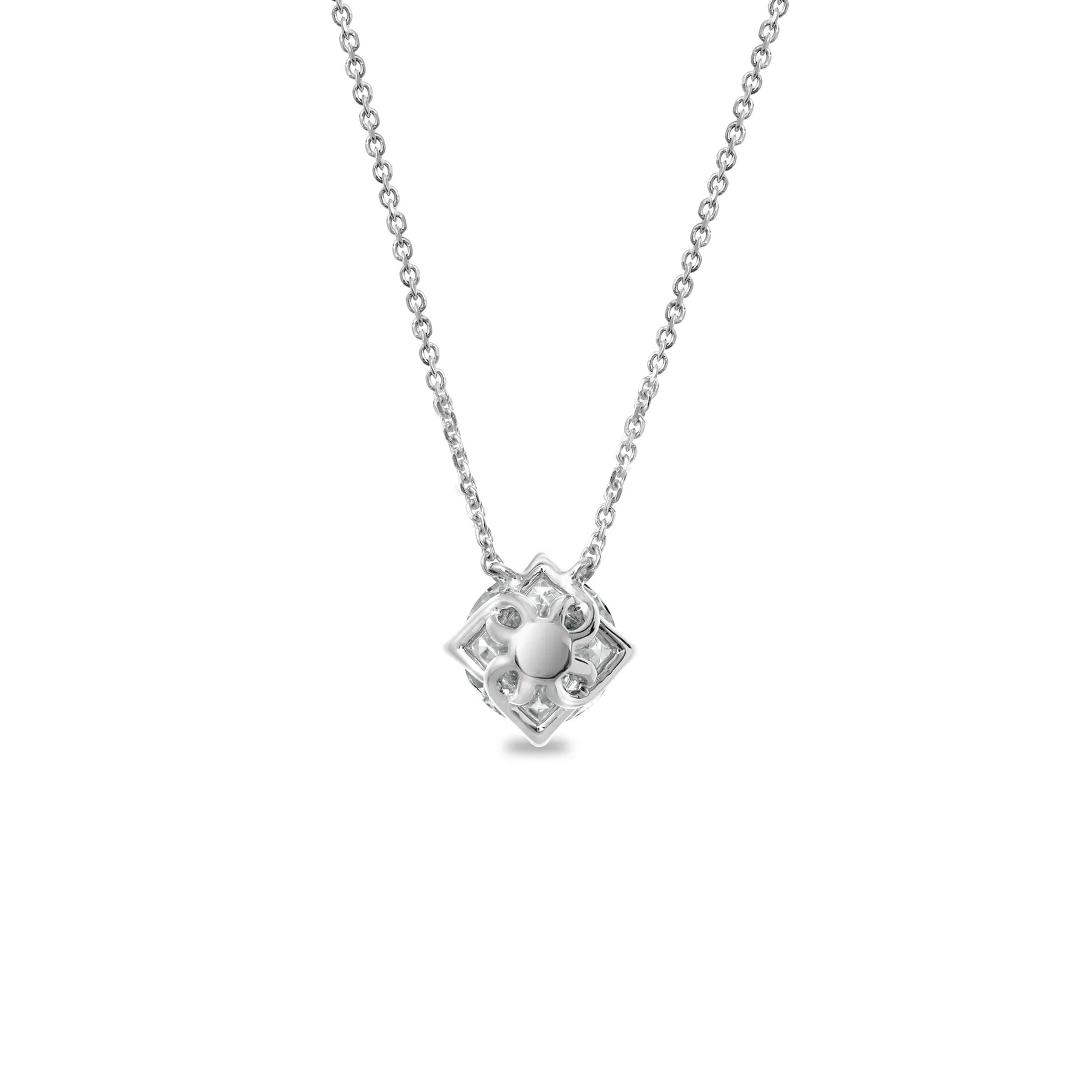 18K White Gold Lab Grown Round Diamond Necklace 2.0 Carat