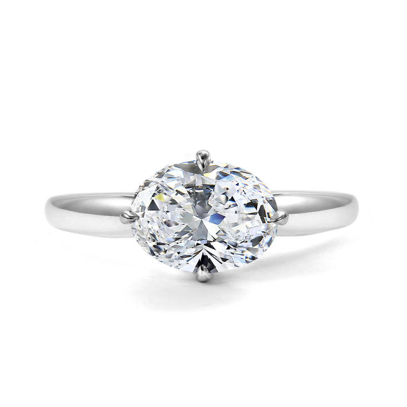 18K White Gold Solitaire E/W Lab-Grown Oval Diamond Engagement Ring - NAGI